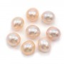 Perle de culture d'eau douce, semi-percée, saumon, ovale, 10-10.5mm x 1pc