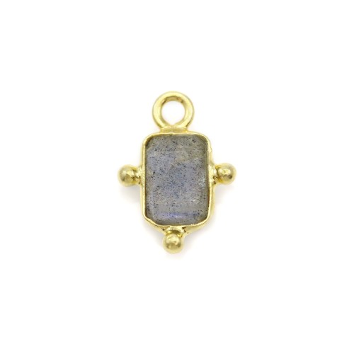 Breloque en Labradorite rectangle sur argent doré 5x7mm x 1pc