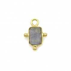 Breloque en Labradorite rectangle sur argent 925 doré à l'or fin 5x7mm x 1pc