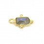 Breloque en Labradorite rectangle sur argent 925 doré à l'or fin 5x7mm x 1pc