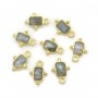 Breloque en Labradorite rectangle sur argent doré 5x7mm x 1pc