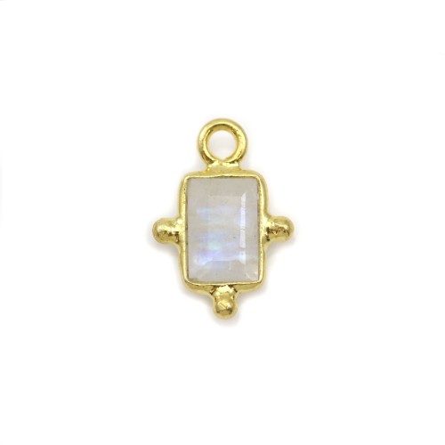 Breloque en Pierre de lune rectangle sur argent 925 doré à l'or fin 5x7mm x 1pc