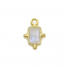 Breloque en Pierre de lune rectangle sur argent 925 doré à l'or fin 5x7mm x 1pc
