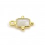 Breloque en Pierre de lune rectangle sur argent doré 5x7mm x 1pc