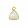 Pierre de lune triangle facettée sertie sur argent doré 9mm x 1pc