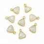 Pierre de lune triangle facettée sertie sur argent 925 doré à l'or fin 9mm x 1pc
