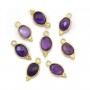 Breloque en Améthysthe ovale facettée serti argent 925 doré à l'or fin 7x15mm x 1pc