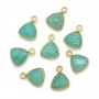 Amazonite triangle facettée sertie sur argent 925 doré à l'or fin 9mm x 1pc