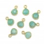 Breloque en Amazonite goutte facettée serti argent 925 doré à l'or fin 7mm x 1pc