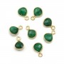 Breloque en Pierre traitée couleur émeraude goutte facettée serti argent 925 doré à l'or fin 7mm x 1pc