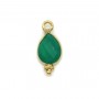 Breloque en Agate verte goutte facettée sur argent doré 7x15mm x 1pc