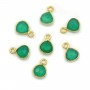 Breloque en Agate verte goutte facettée serti argent 925 doré à l'or fin 7mm x 1pc