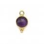 Breloque en Améthysthe ronde facettée sur argent doré 7mm x 1pc