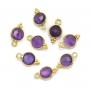 Breloque en Améthysthe ronde facettée serti argent 925 doré à l'or fin 7mm x 1pc