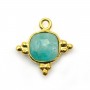 Breloque en amazonite carrée facettée sur argent doré 13mm x 1pc