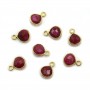 Breloque en Pierre traitée couleur rubis goutte facettée serti argent 925 doré à l'or fin 7x10mm x 1pc