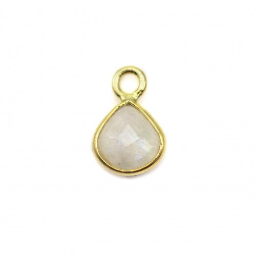 Breloque en amazonite carrée facettée sur argent doré 13mm x 1pc