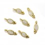 Breloque en Pierre de lune ovale sur argent 925 doré à l'or fin 4x11mm x 2pcs