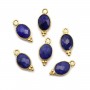 Breloque en Pierre traitée couleur saphir  ovale facettée serti argent 925 doré à l'or fin 7x15mm x 1pc