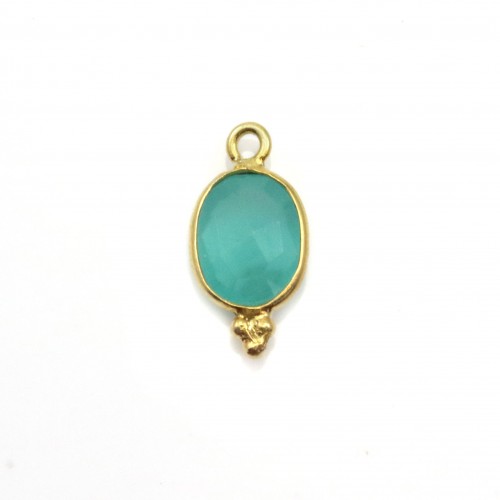 Breloque en amazonite carrée facettée sur argent doré 13mm x 1pc