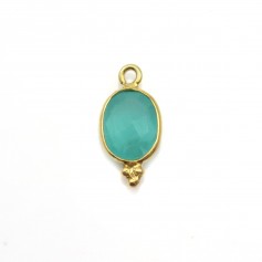 Breloque en amazonite carrée facettée sur argent doré 13mm x 1pc