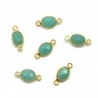 Intercalaire Amazonite ovale facettée serti argent 925 doré à l'or fin 7x15mm x1pc