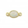 Intercalaire Pierre de lune ovale facettée serti argent 925 doré à l'or fin 7x15mm x1pc