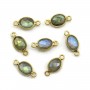 Intercalaire Labradorite ovale facettée serti argent 925 doré à l'or fin 7x15mm x1pc
