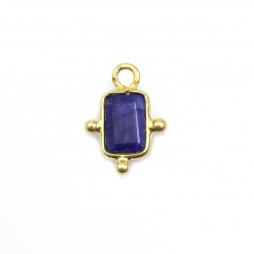 Charm di pietra trattata color zaffiro su argento dorato 8x12mm x 1pc