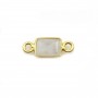 Intercalaire Pierre de lune rectangle facettée serti argent 925 doré à l'or fin 5x13mm x1pc