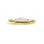 Intercalaire Pierre de lune rectangle facettée serti argent 925 doré à l'or fin 5x13mm x1pc