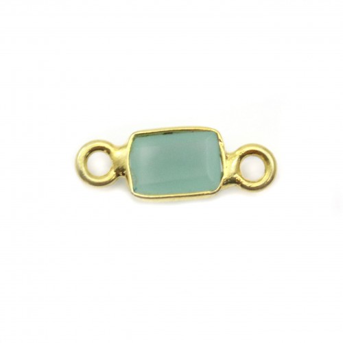 Intercalaire Calcédoine rectangle facettée serti argent 925 doré à l'or fin 5x13mm x1pc