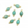 Breloque en Amazonite goutte facettée serti argent 925 doré à l'or fin 7x15mm x 1pc