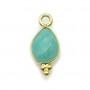 Breloque en Amazonite goutte facettée serti argent 925 doré à l'or fin 7x15mm x 1pc