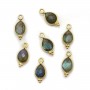 Breloque en Labradorite goutte facettée serti argent 925 doré à l'or fin 7x15mm x 1pc