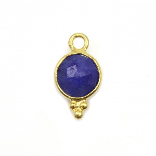 Breloque en Labradorite goutte facettée sur argent doré 7x15mm x 1pc