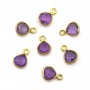 Breloque en Améthyste goutte facettée serti argent 925 doré à l'or fin 7x10mm x 1pc
