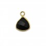 Agate noire triangle facettée sertie sur argent 925 doré à l'or fin 9mm x 1pc