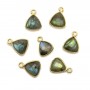 Labradorite triangle facettée sertie sur argent 925 doré à l'or fin 9mm x 1pc
