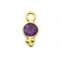 Breloque en Améthysthe ronde facettée serti argent 925 doré à l'or fin 5mm x 2pcs