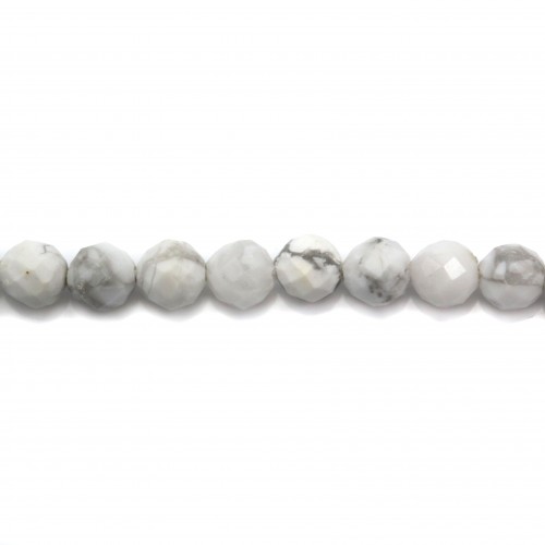 White Holite Round facette 3mm X40 CM