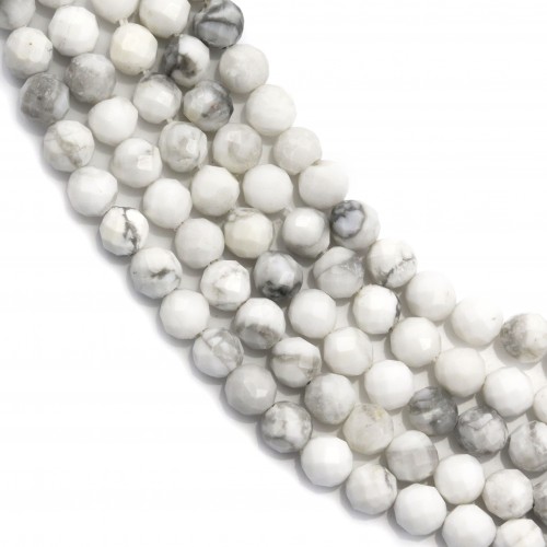 White Holite Round facette 3mm X40 CM