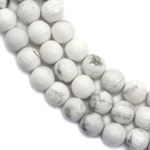 White Holite Round facette 6mm X40 pcs 