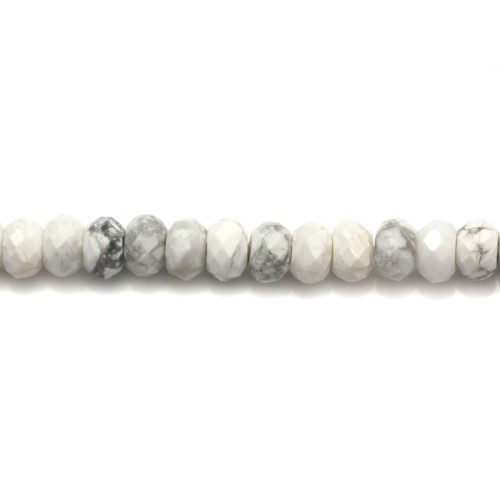 Howlite blanche, en forme de rondelle facette 3x4mm x 10 st