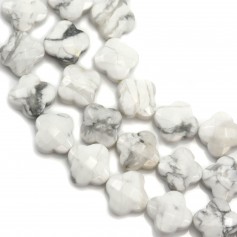 Howlite trèfle facette 13mm x 40cm