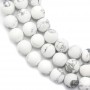 Howlite blanche matte ronde 8mm x 40cm