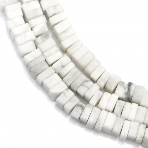 Howlite blanche, forme rondelle carré, 2.5x4.5mm x 40cm