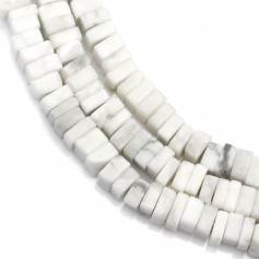 Howlite in white color, in shaped of a square roundel, 2.5x4.5mm x 40cm