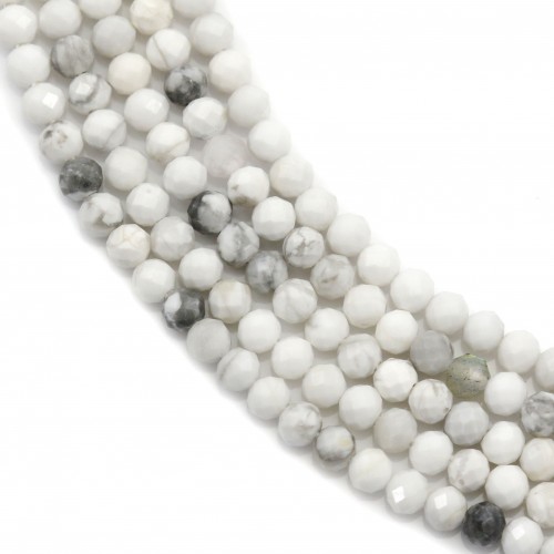 Howlite ronde facettée 2mm x 40cm