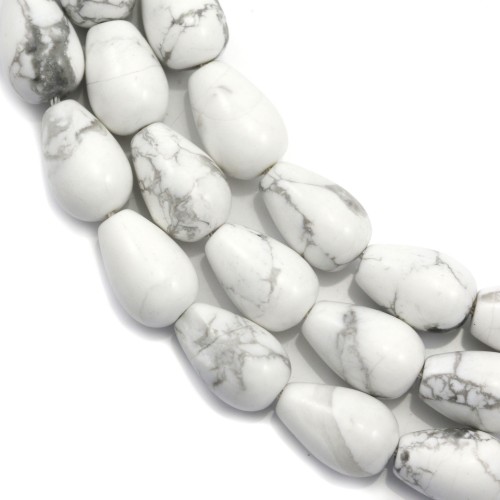 Howlite, en forme de goutte ronde lisse, 8 * 12mm x 40cm